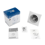 Componentes del embalaje del extractor de baño Soler And Palau SILENT-100 CZ: tornillos del extractor, instrucciones y caja de cartón