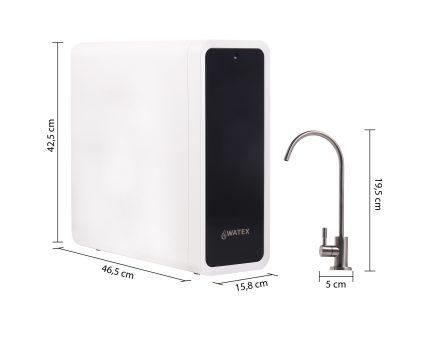 CANATURE RO800 UX5 Reverse Osmosis System Dimensions 42,5cm Height 46,5cm Depth 15,8cm Width