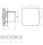 Soler & Palau ECOAIR EVO ST Extract Fan Dimensions 175x175 mm 100 mm Duct White PVC