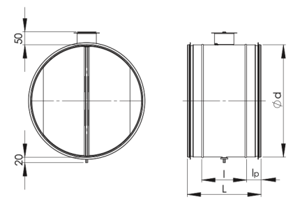 ETS NORD KROS Ø250mm Mechanical Regulating Damper 220mm Width 1.3kg Steel