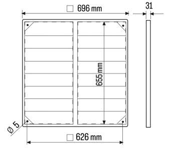 Soler And Palau PER-630 W External Ventilation Grille Dimensions 696 × 696 mm For Ø630 mm Ventilation Systems